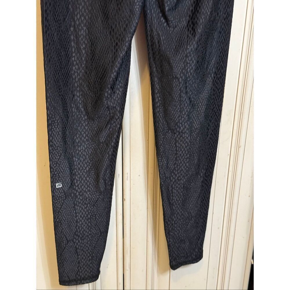 Lanston Sport Women's High-Rise Snakeskin Jacquard Pull-on Leggings Black Small
